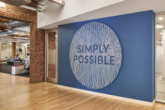accent wall in LogMeIn Offices - Boston