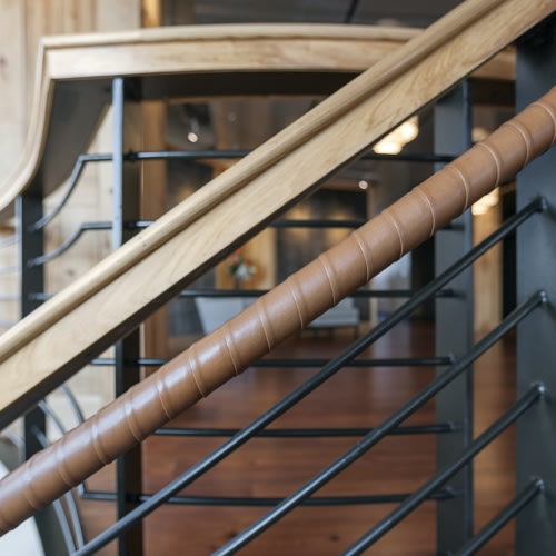 Spinneybeck Leather Wrapped Handrails | Office Snapshots