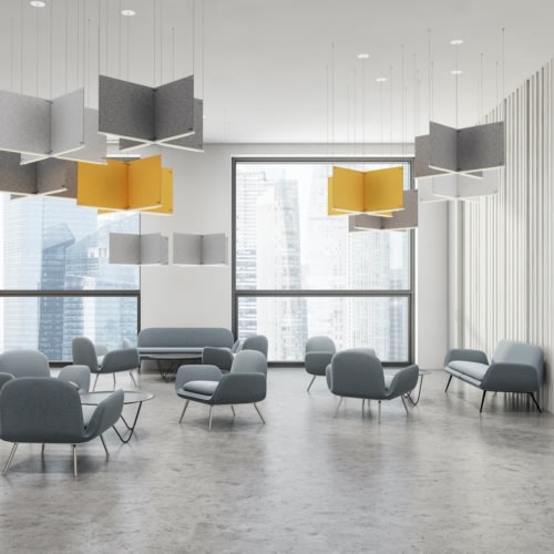 Z-Bar Pendant with Acoustic Panels by Koncept