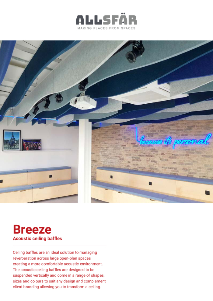 AllSfar Spec Sheet Breeze Acoustic Ceiling Baffles-1