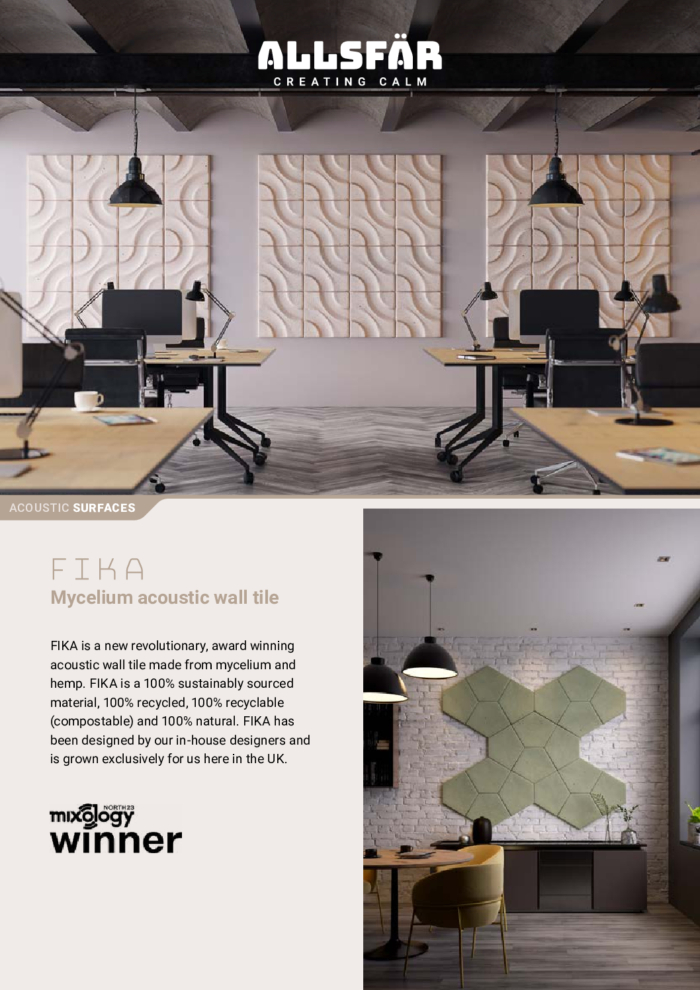 AllSfar Spec Sheet Fika Mycelium Acoustic Wall Tile