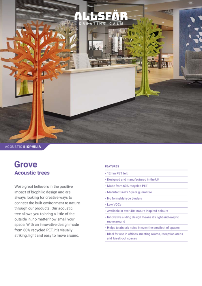 AllSfar Spec Sheet Grove Acoustic Trees