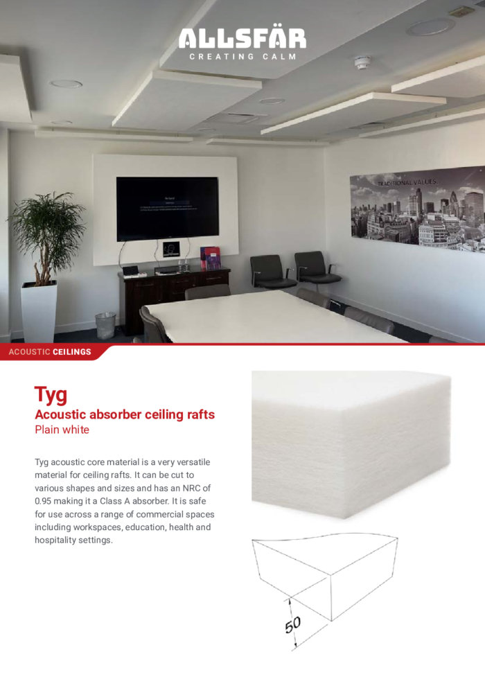 AllSfar Spec Sheet Tyg Acoustic Absorber Ceiling Rafts