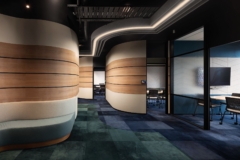 Suspended Cylinder / Round in Manawa Energy Offices - Tauranga