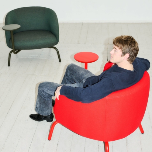 Nest Club Chair, Metal Base - with Side Table - 0