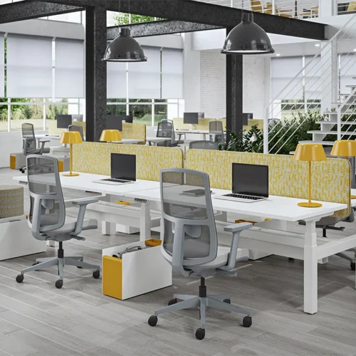 Hispace Height-Adjustable Bench by Teknion